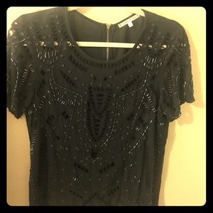 Beautiful navy embroidered short sleeve top